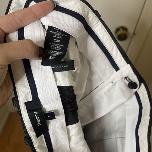 NWOT Theory pintuck knit twill dark gray trouser pants size US 4 - Picture 7 of 7